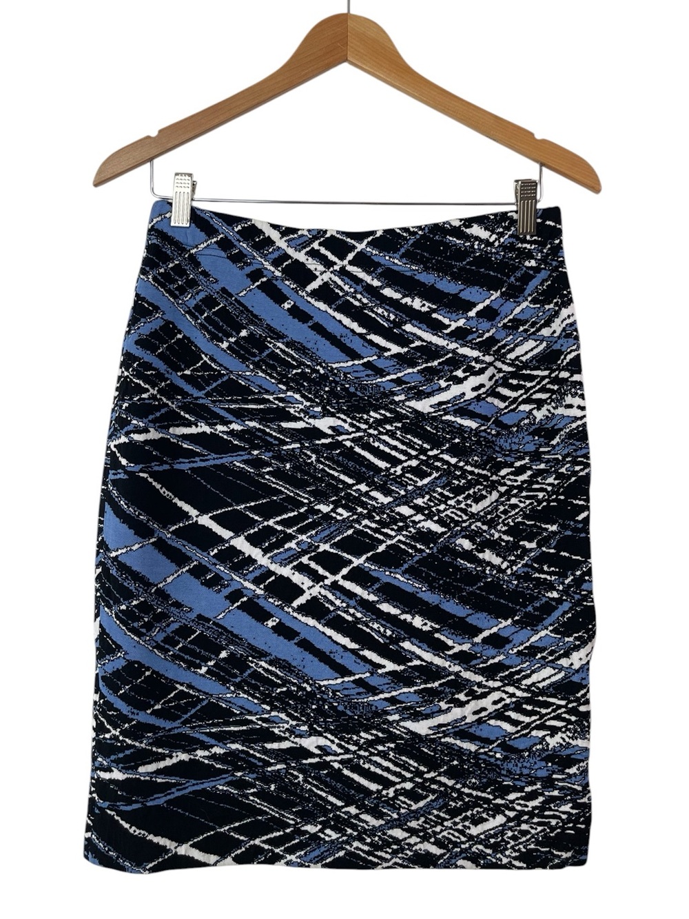 St. John Santana Knit Geometric Abstract Pattern Pull-On Pencil Skirt Size 10
